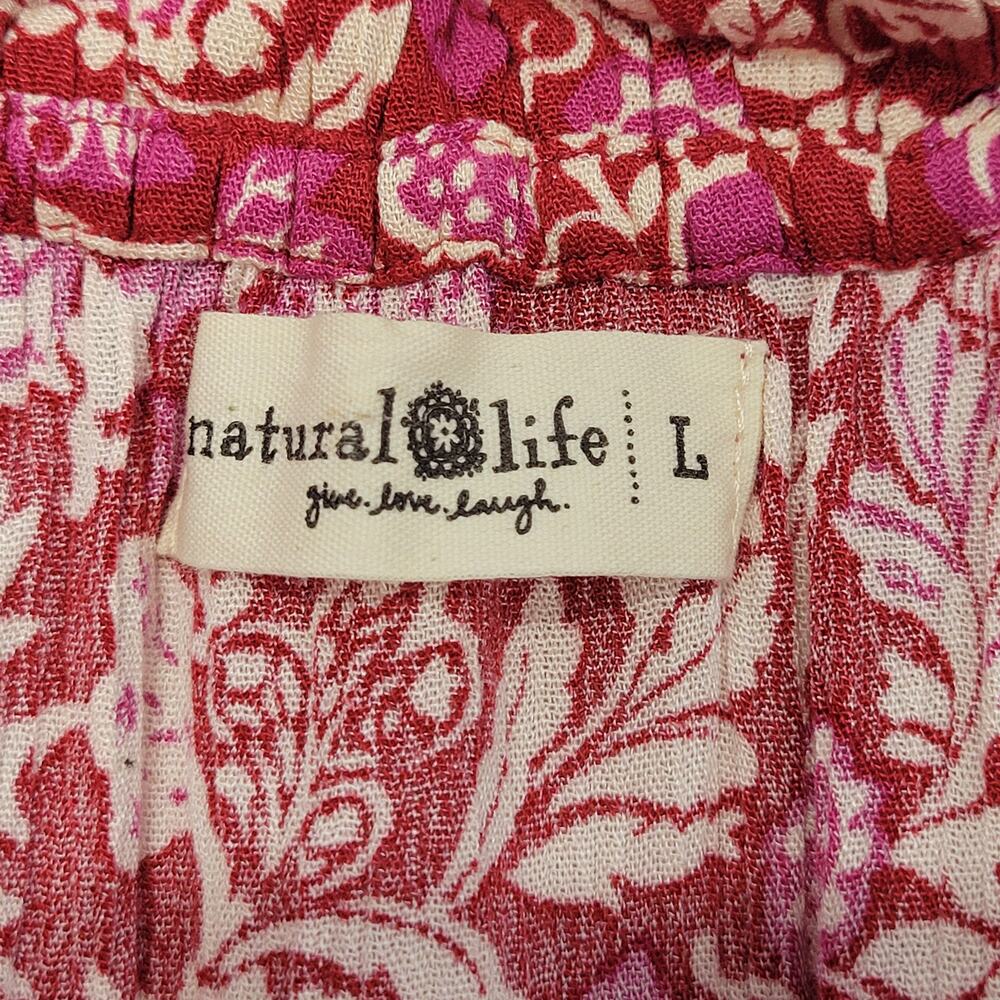 Natural Life Floral Sleeveless Ruffle Neckline Tiered Maxi Dress size L Boho - Picture 3 of 7